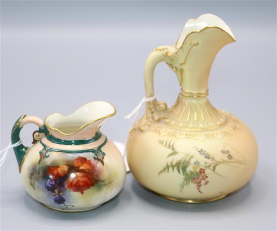 Royal Worcester blush ivory small jug and another miniature jug